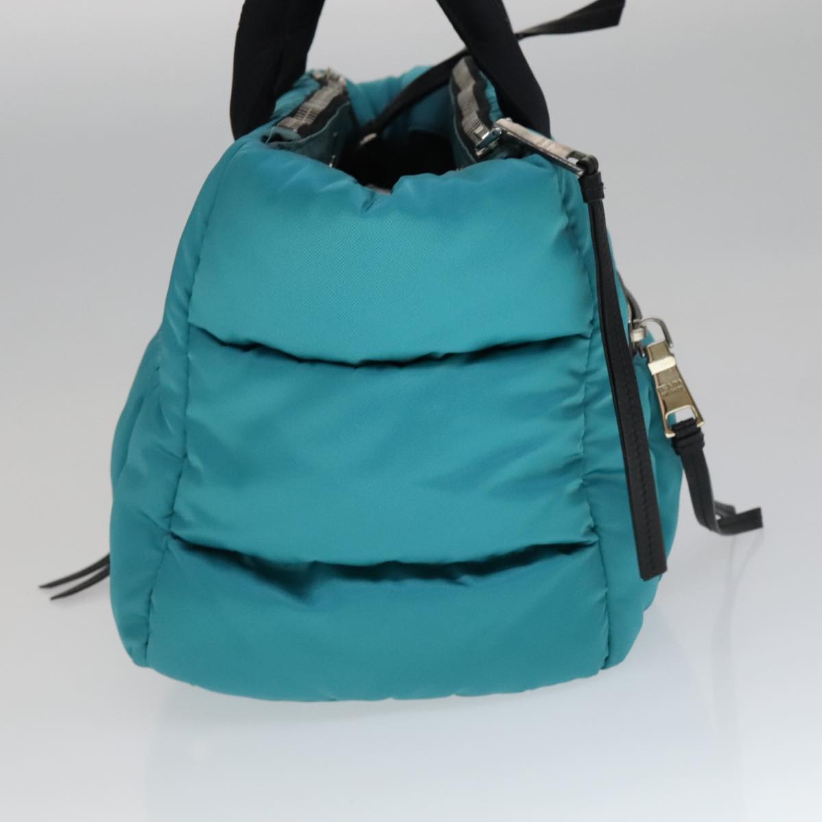 PRADA Hand Bag Nylon 2way Turquoise Blue Auth 111354V