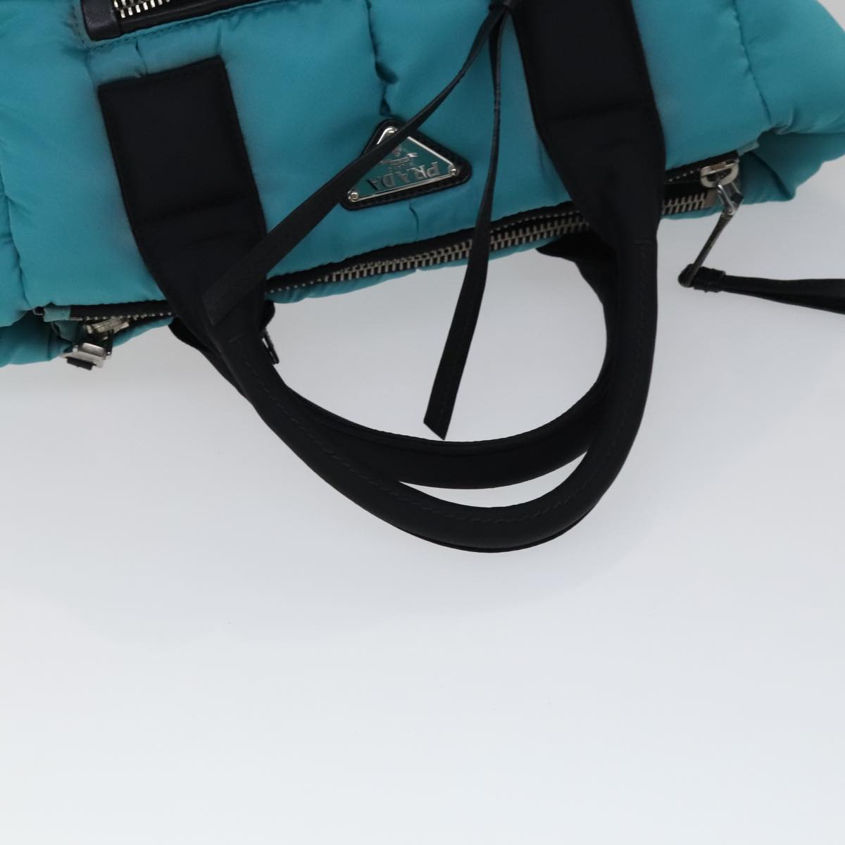 PRADA Hand Bag Nylon 2way Turquoise Blue Auth 111354V