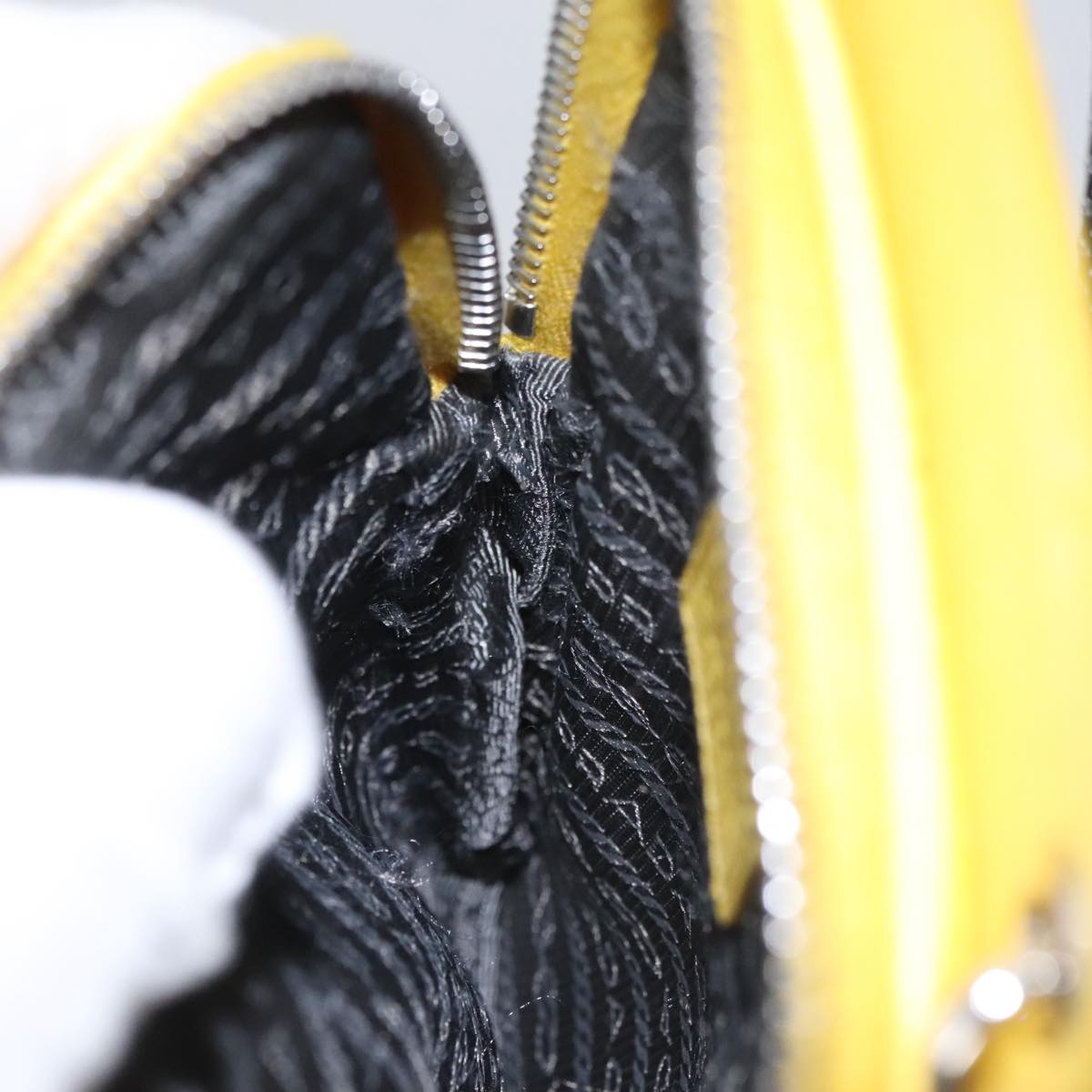 PRADA Shoulder Bag Nylon Yellow Auth 111355