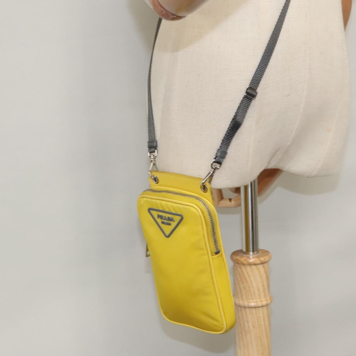PRADA Shoulder Bag Nylon Yellow Auth 111355