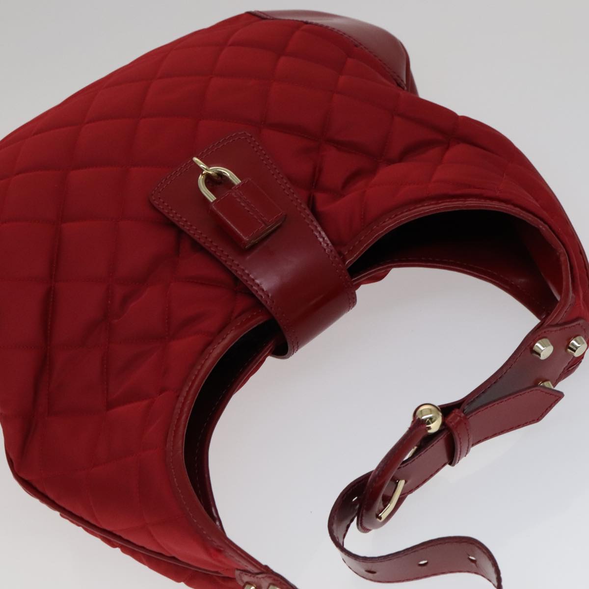 BURBERRY Shoulder Bag Nylon Red Auth 111357