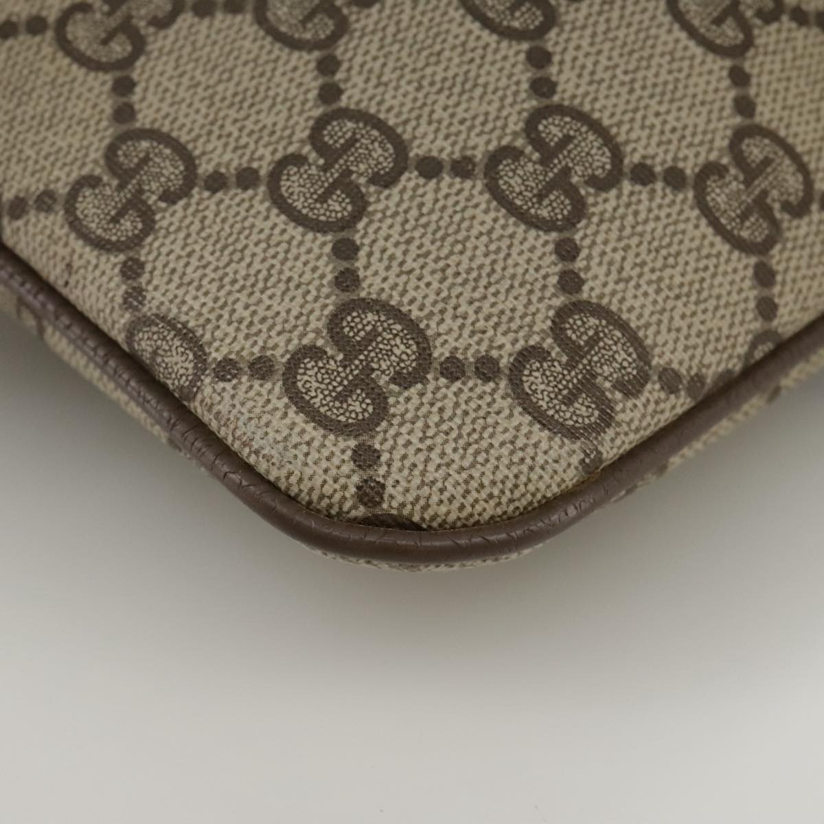 GUCCI GG Supreme Web Sherry Line Shoulder Bag PVC Beige 904 02 047 Auth 111359