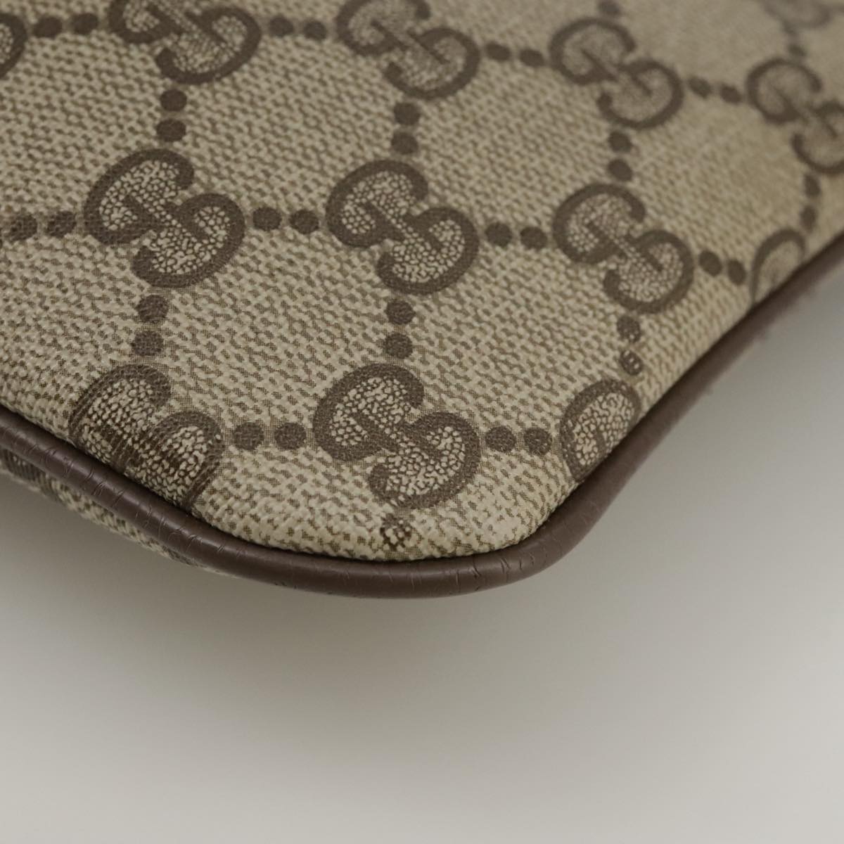 GUCCI GG Supreme Web Sherry Line Shoulder Bag PVC Beige 904 02 047 Auth 111359