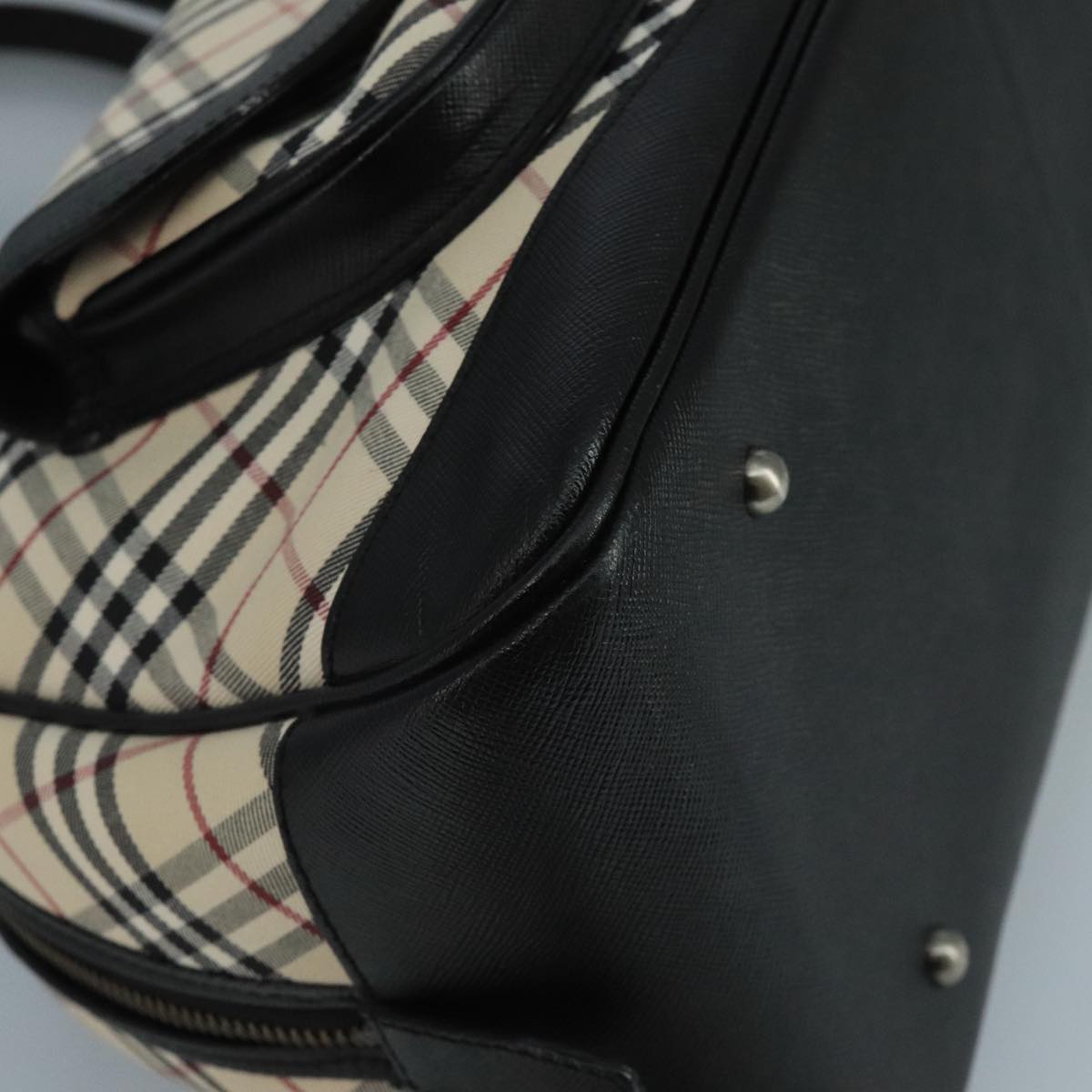 BURBERRY Nova Check Shoulder Bag Canvas Leather Beige Auth 111365V