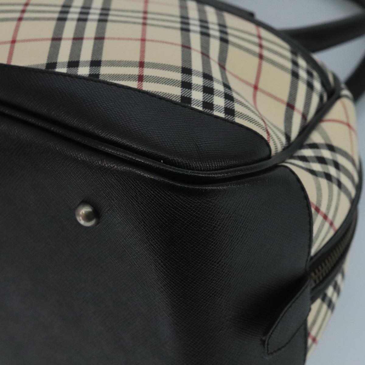 BURBERRY Nova Check Shoulder Bag Canvas Leather Beige Auth 111365V