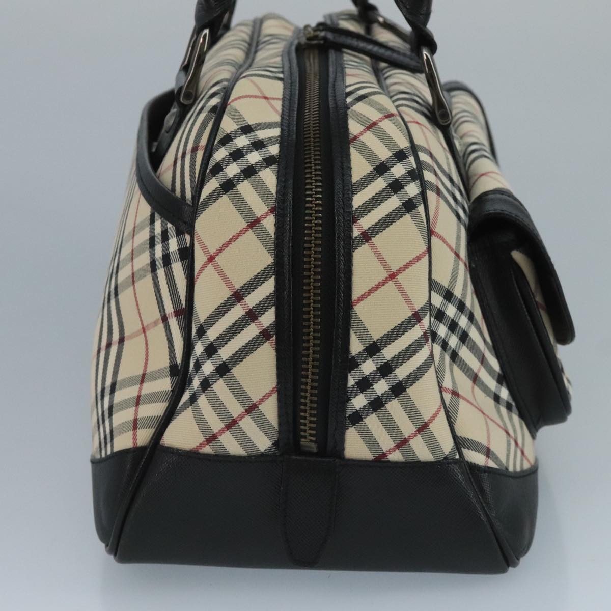 BURBERRY Nova Check Shoulder Bag Canvas Leather Beige Auth 111365V