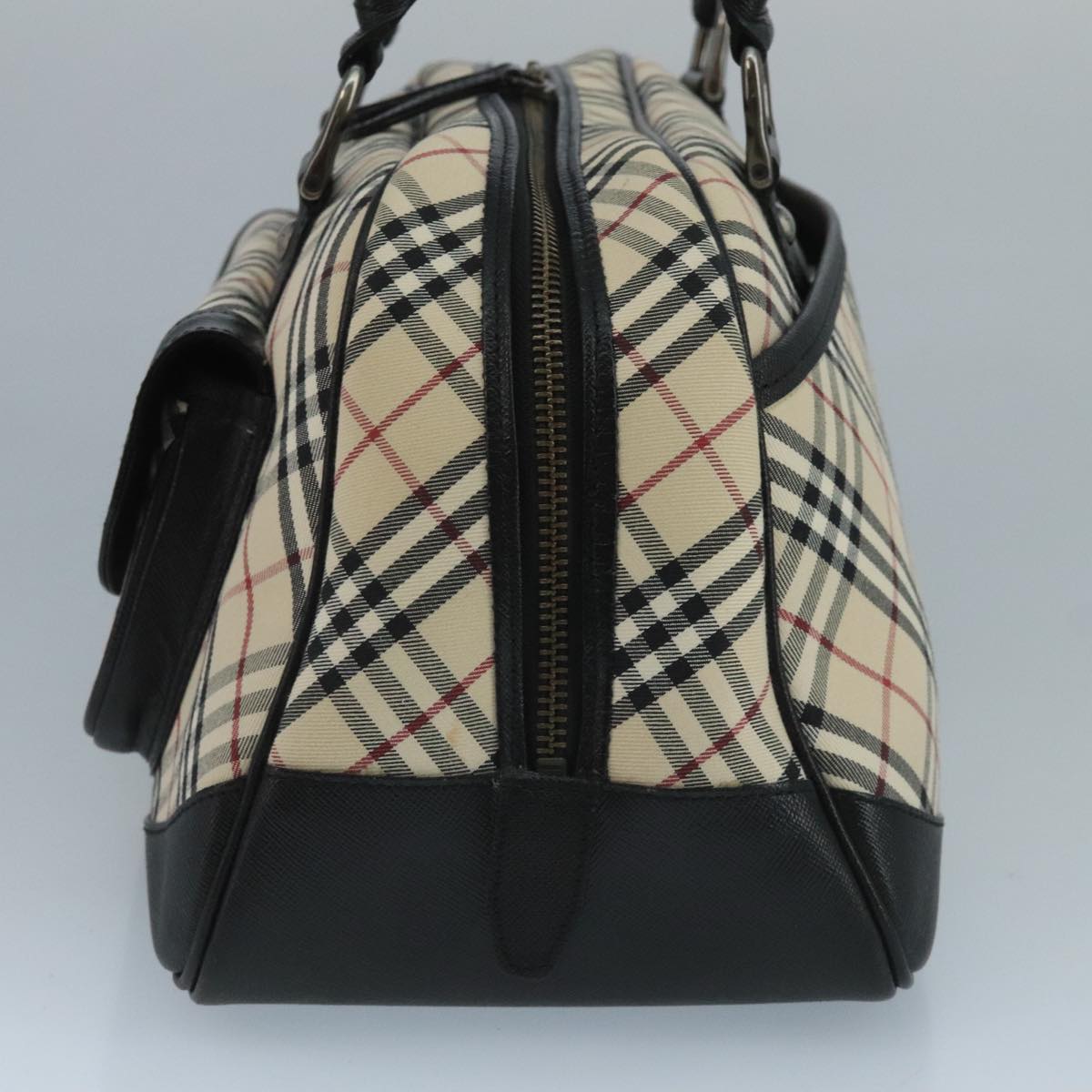 BURBERRY Nova Check Shoulder Bag Canvas Leather Beige Auth 111365V