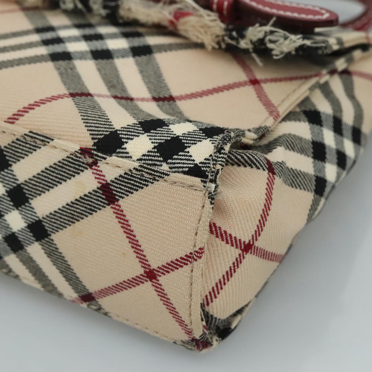 BURBERRY Nova Check Blue Label Shoulder Bag Canvas Beige Auth 111366