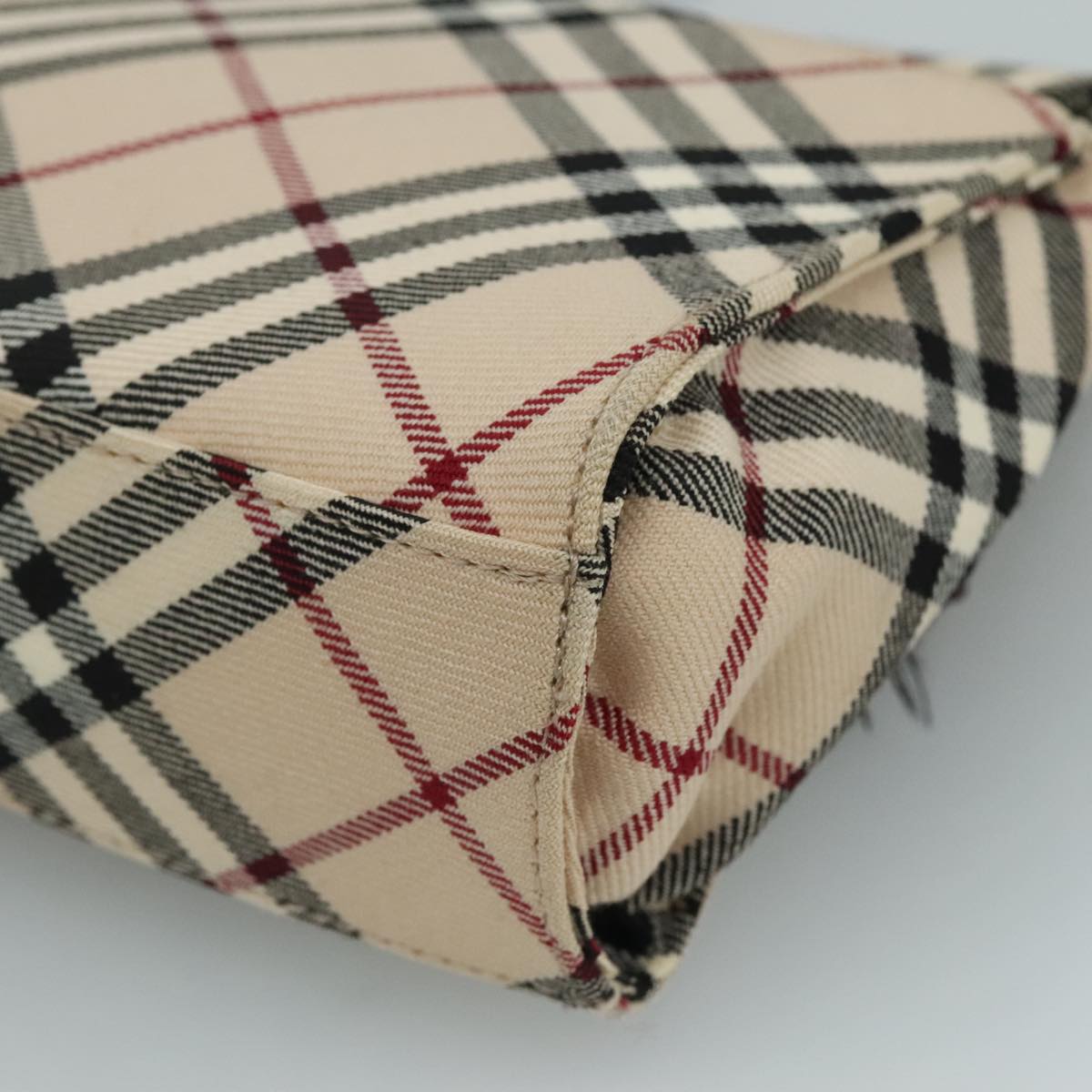 BURBERRY Nova Check Blue Label Shoulder Bag Canvas Beige Auth 111366