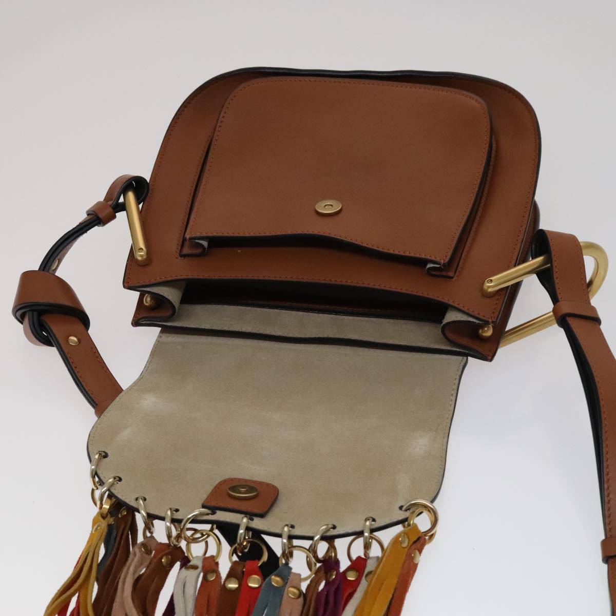 Chloe Shoulder Bag Leather Brown Auth 111369AM
