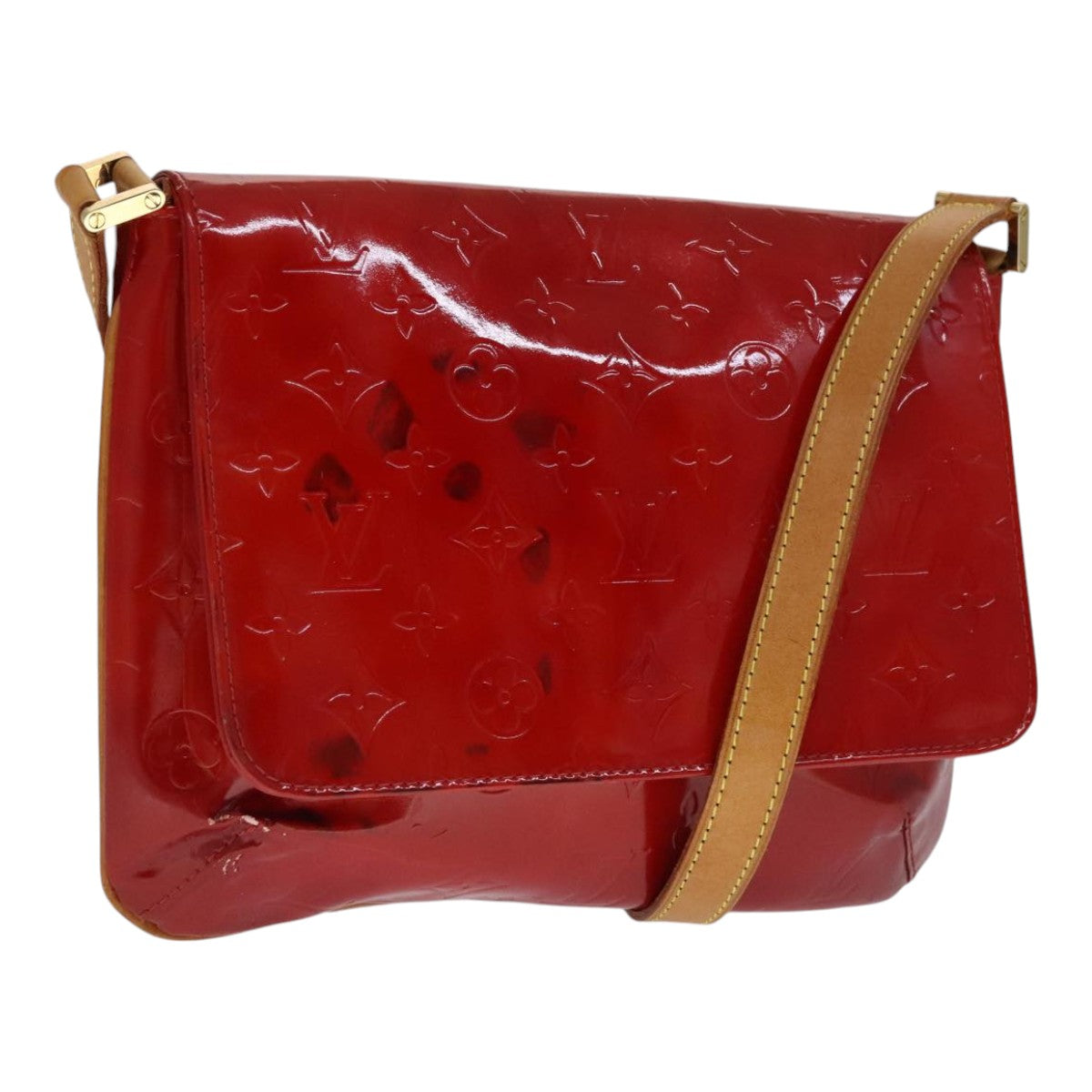 LOUIS VUITTON Monogram Vernis Thompson Street Bag Red M91094 LV Auth 111375