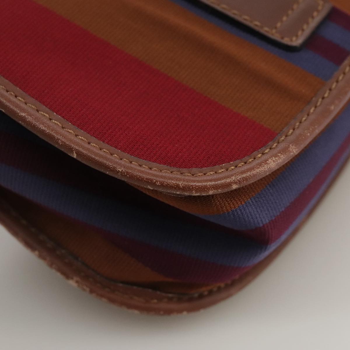 CELINE Shoulder Bag Canvas Leather Gold Brown Auth 111407