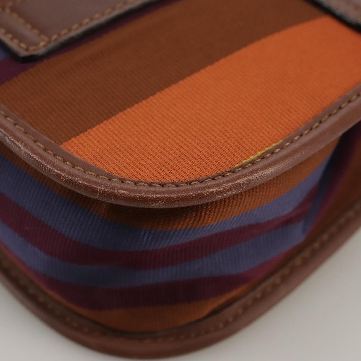 CELINE Shoulder Bag Canvas Leather Gold Brown Auth 111407