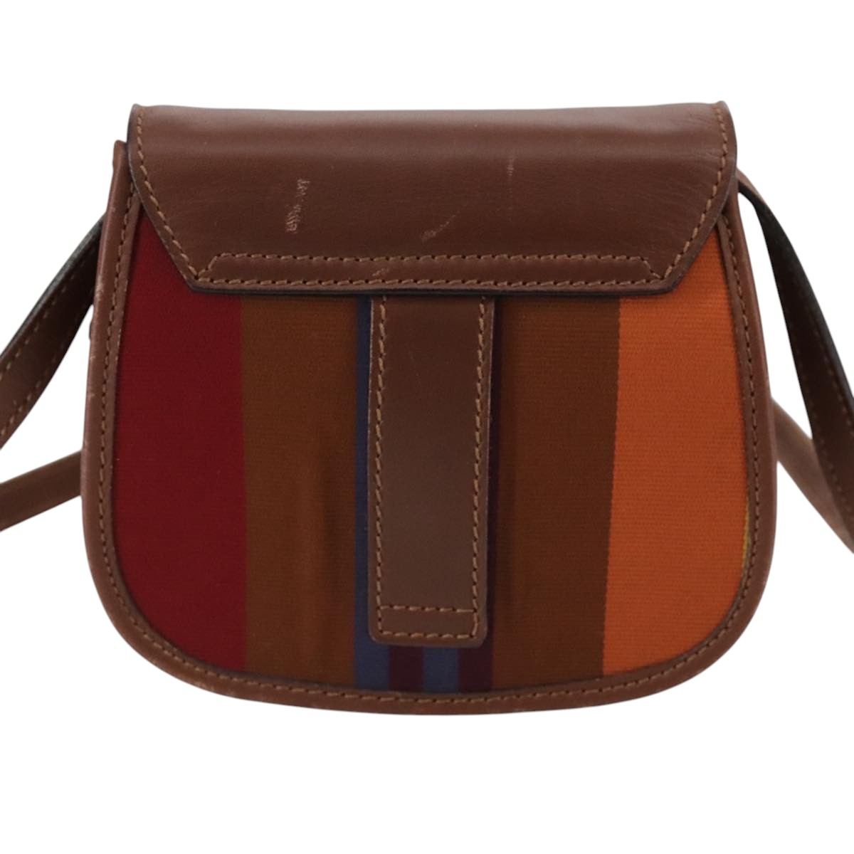 CELINE Shoulder Bag Canvas Leather Gold Brown Auth 111407