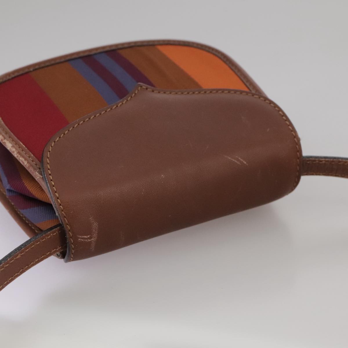 CELINE Shoulder Bag Canvas Leather Gold Brown Auth 111407