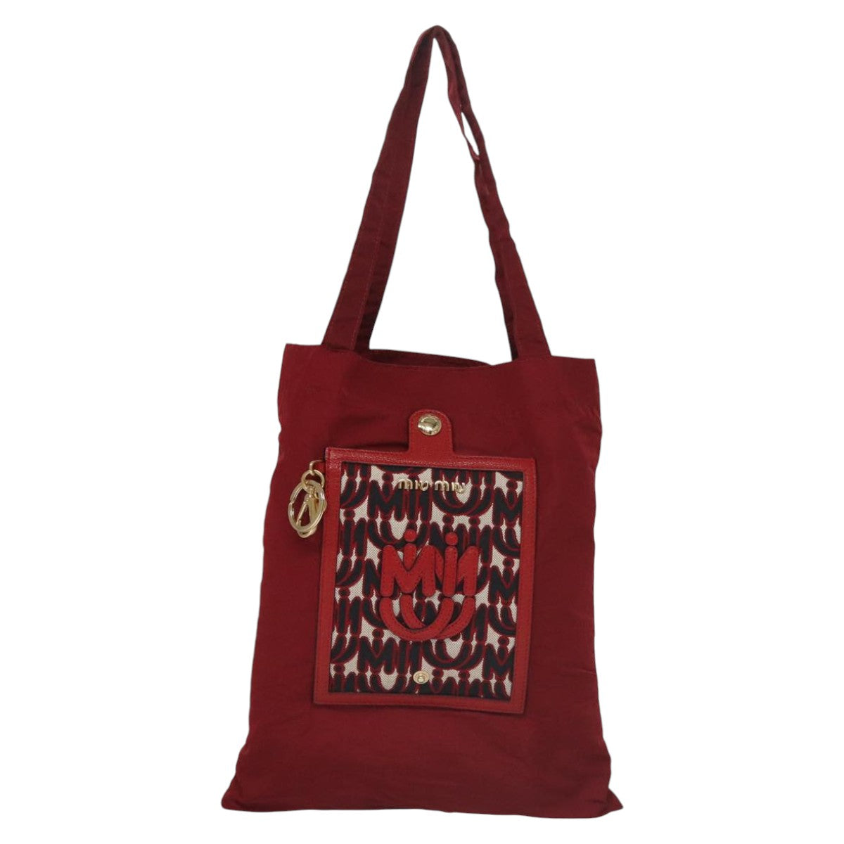Miu Miu Folding Type Tote Bag Nylon Red Auth 111415V