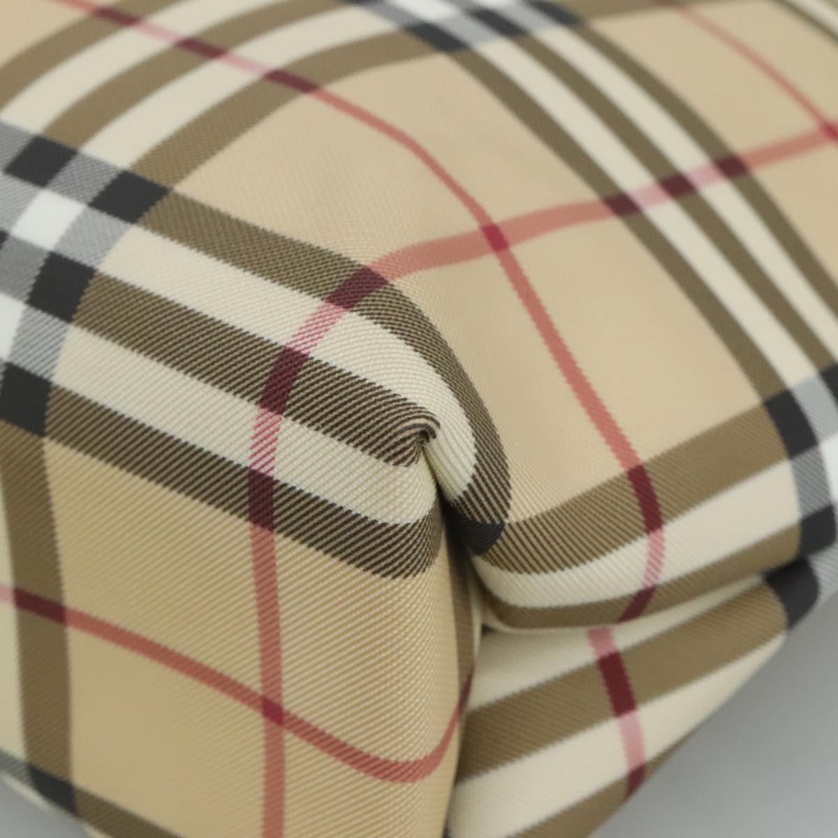 BURBERRY Nova Check Hand Bag PVC Beige Auth 111433