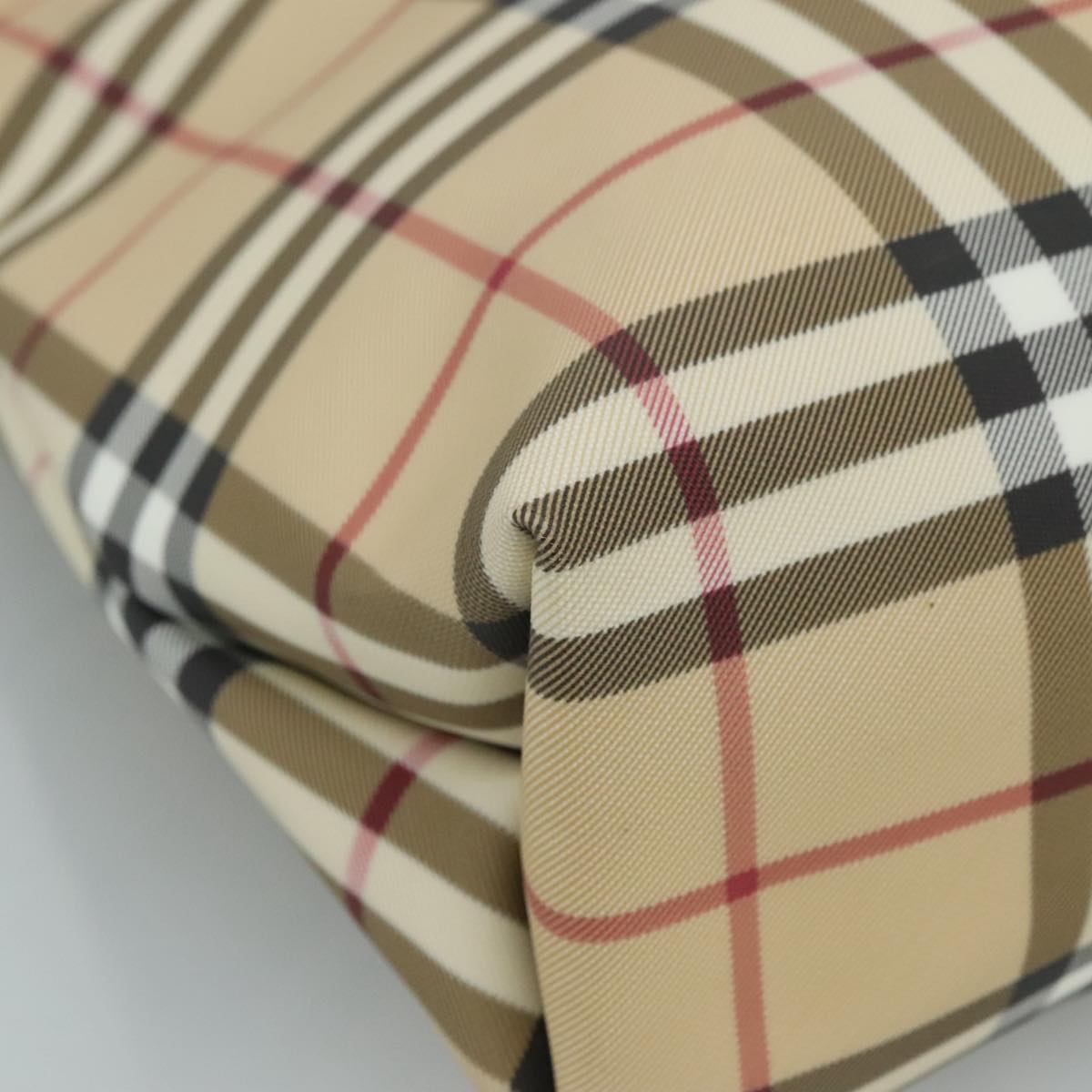 BURBERRY Nova Check Hand Bag PVC Beige Auth 111433