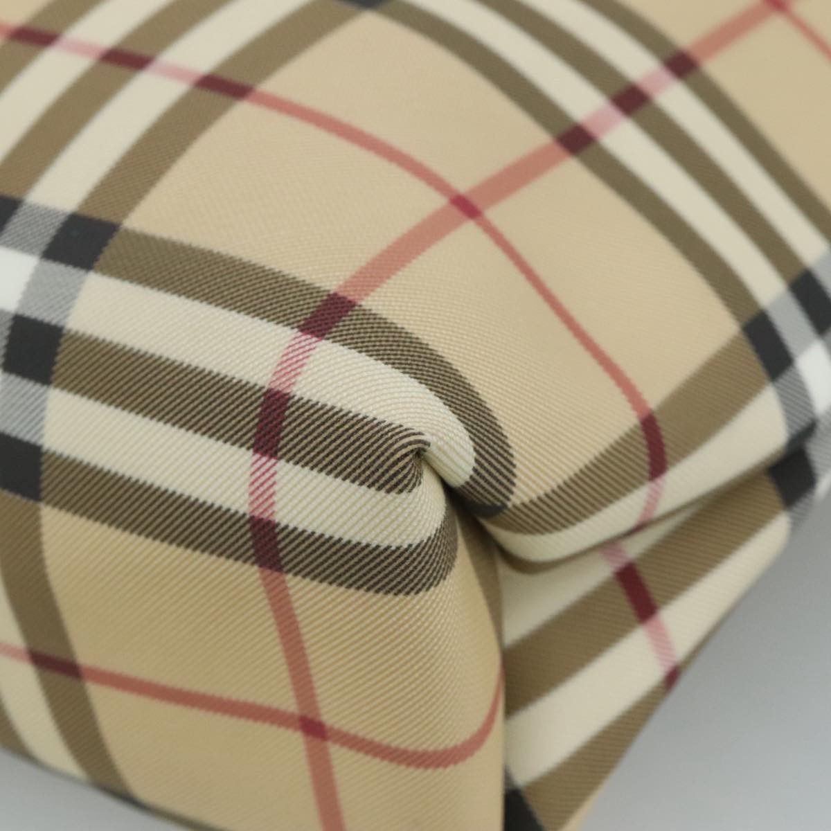 BURBERRY Nova Check Hand Bag PVC Beige Auth 111433
