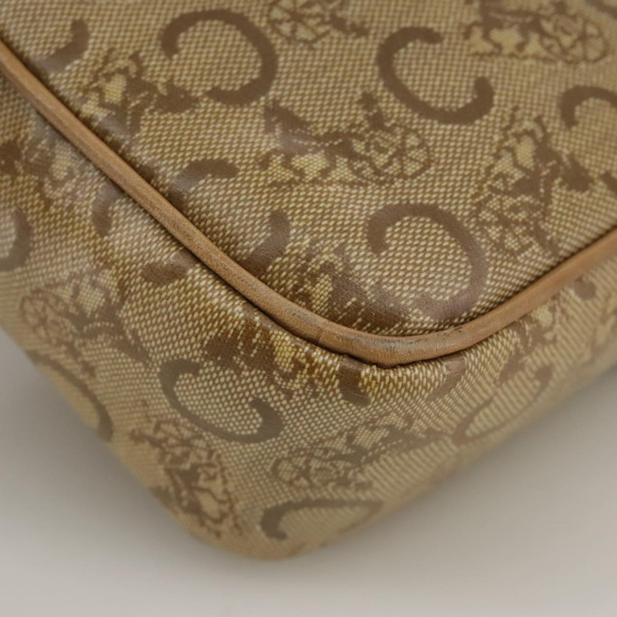 CELINE C Sulky Shoulder Bag PVC Beige Gold Auth 111437