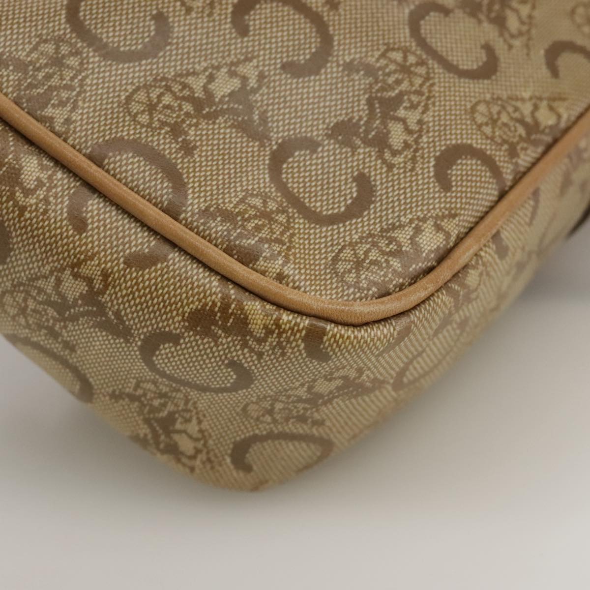 CELINE C Sulky Shoulder Bag PVC Beige Gold Auth 111437