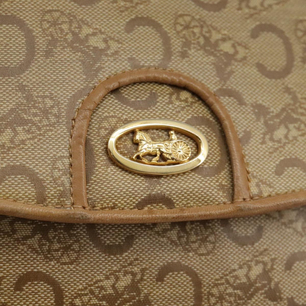 CELINE C Sulky Shoulder Bag PVC Beige Gold Auth 111437