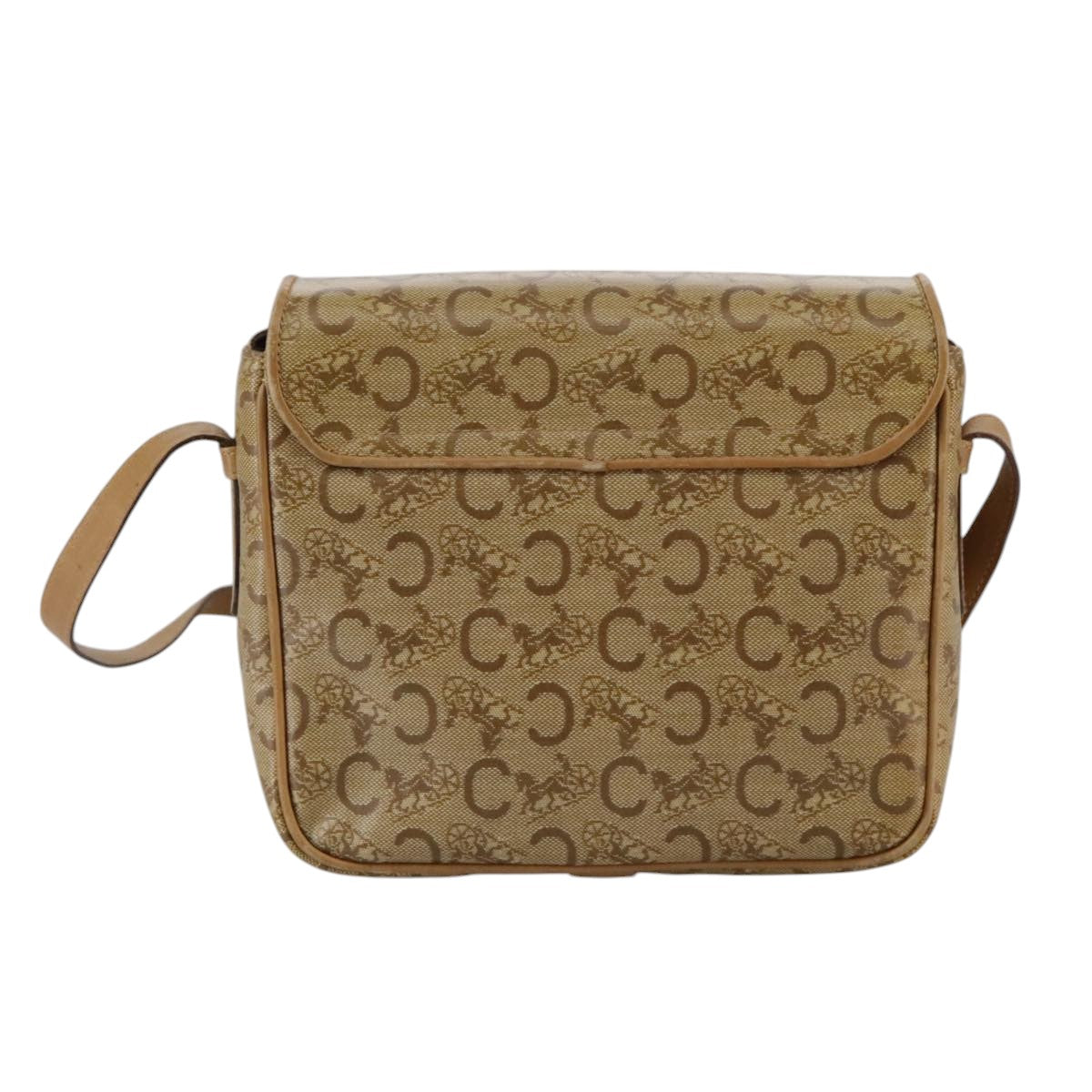 CELINE C Sulky Shoulder Bag PVC Beige Gold Auth 111437