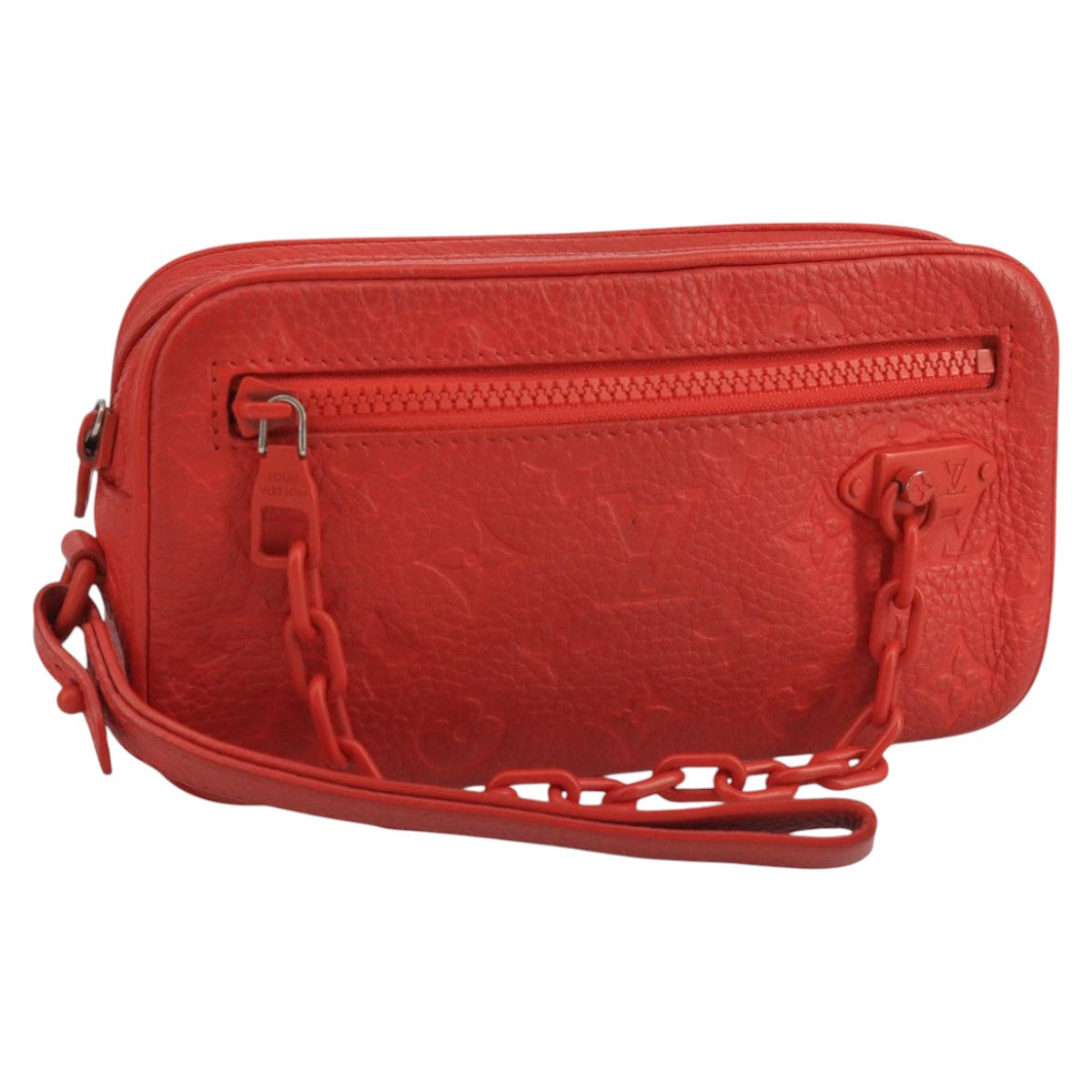 LOUIS VUITTON Monogram Empreinte Pochette Volga Bag Red M53555 LV Auth 111442
