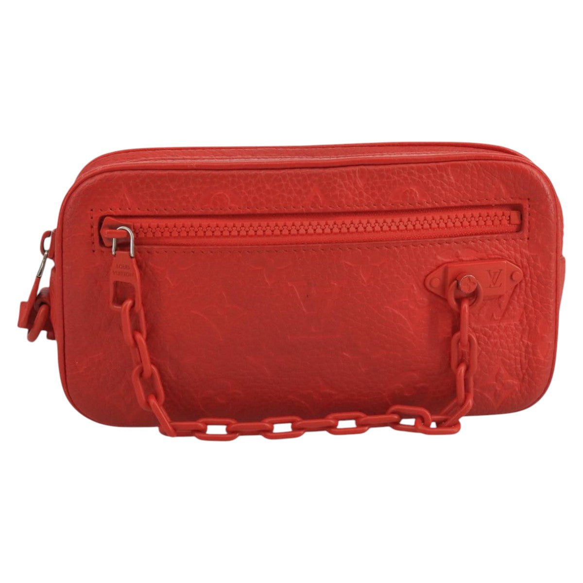 LOUIS VUITTON Monogram Empreinte Pochette Volga Bag Red M53555 LV Auth 111442