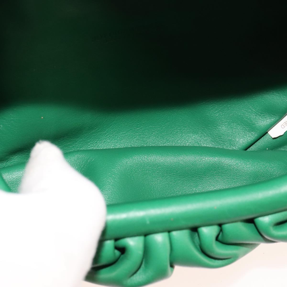 BOTTEGA VENETA Chain Shoulder Bag Leather Green Auth 111467V