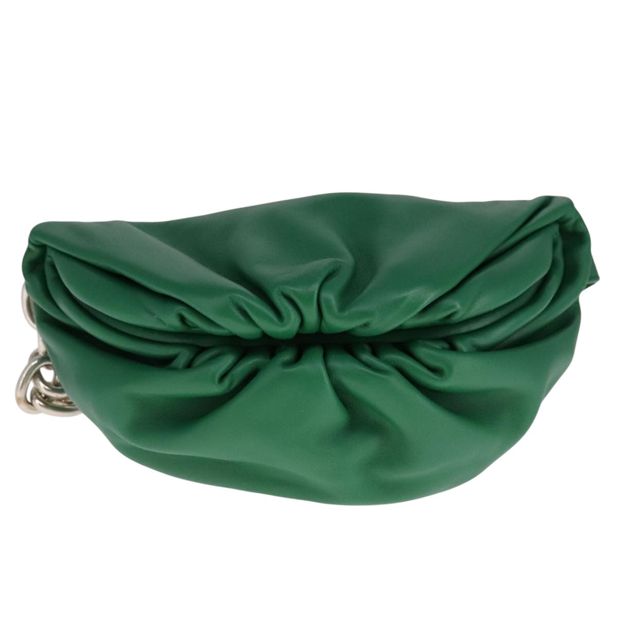 BOTTEGA VENETA Chain Shoulder Bag Leather Green Auth 111467V
