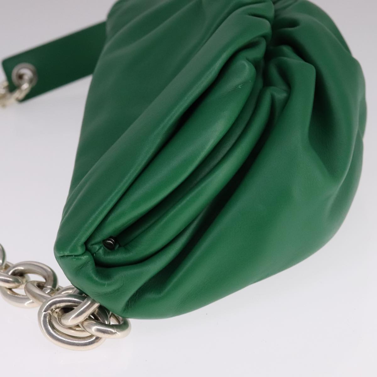 BOTTEGA VENETA Chain Shoulder Bag Leather Green Auth 111467V