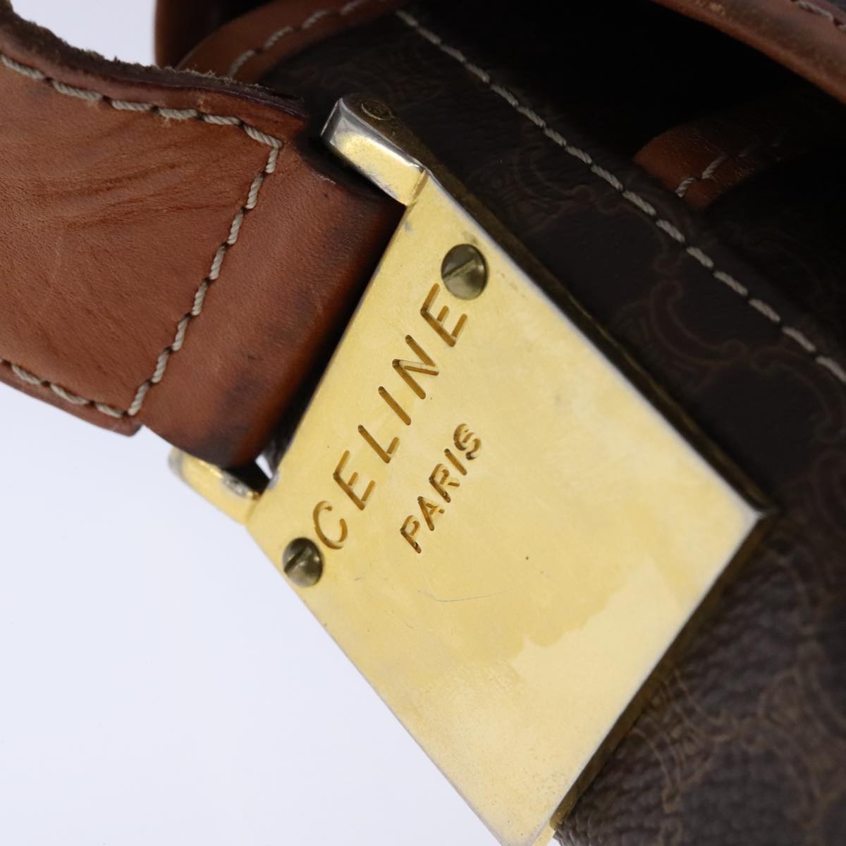 CELINE Macadam Canvas Shoulder Bag PVC Leather Gold Brown Auth 111488