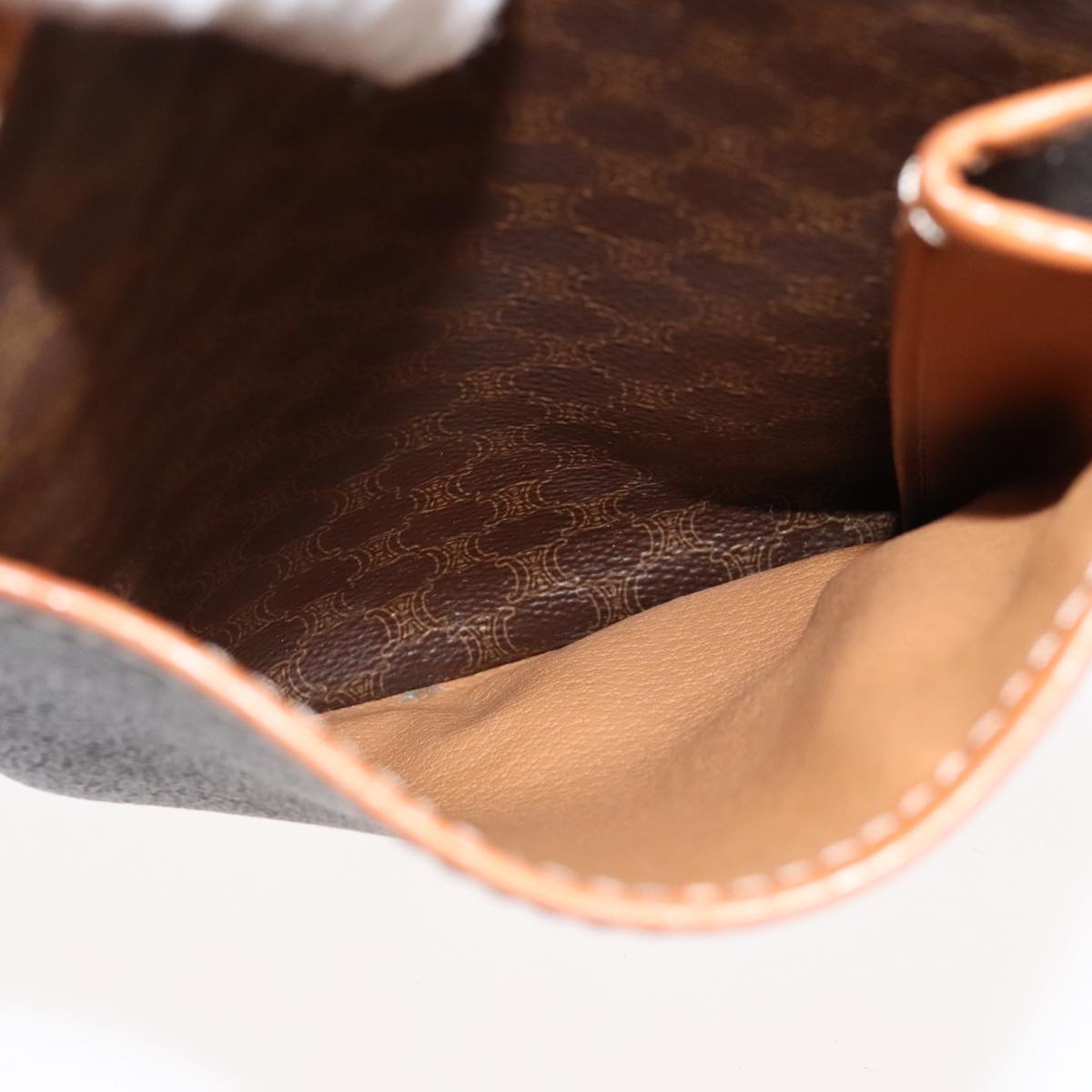 CELINE Macadam Canvas Shoulder Bag PVC Leather Gold Brown Auth 111488