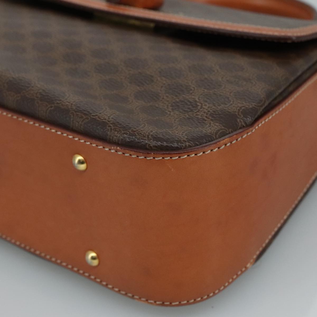 CELINE Macadam Canvas Hand Bag PVC Leather Brown Auth 111489