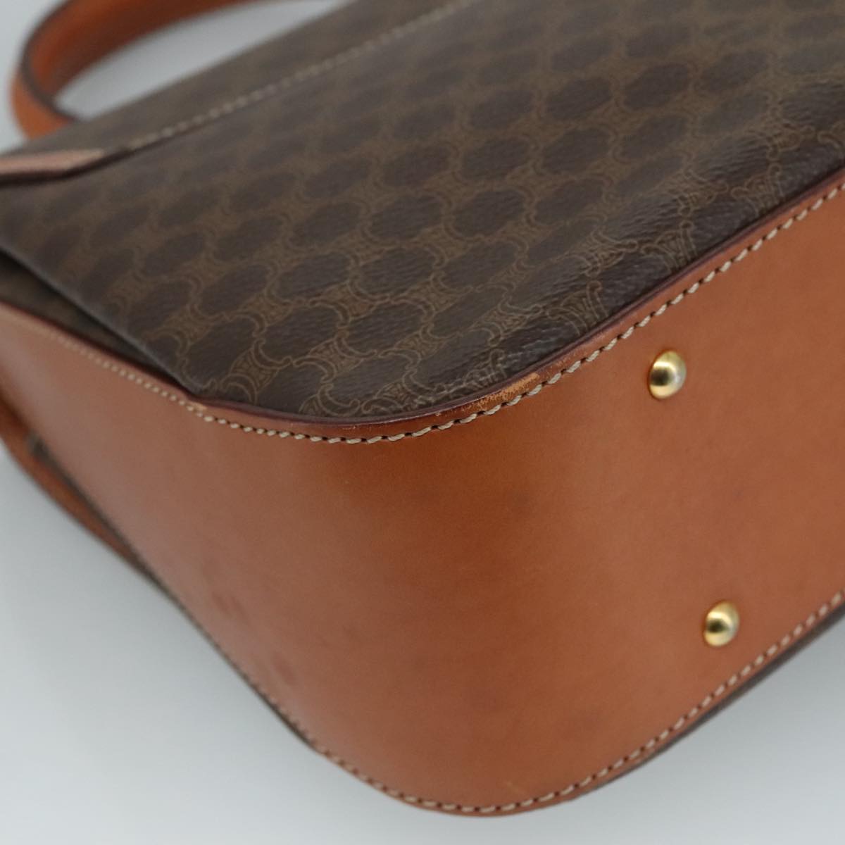 CELINE Macadam Canvas Hand Bag PVC Leather Brown Auth 111489