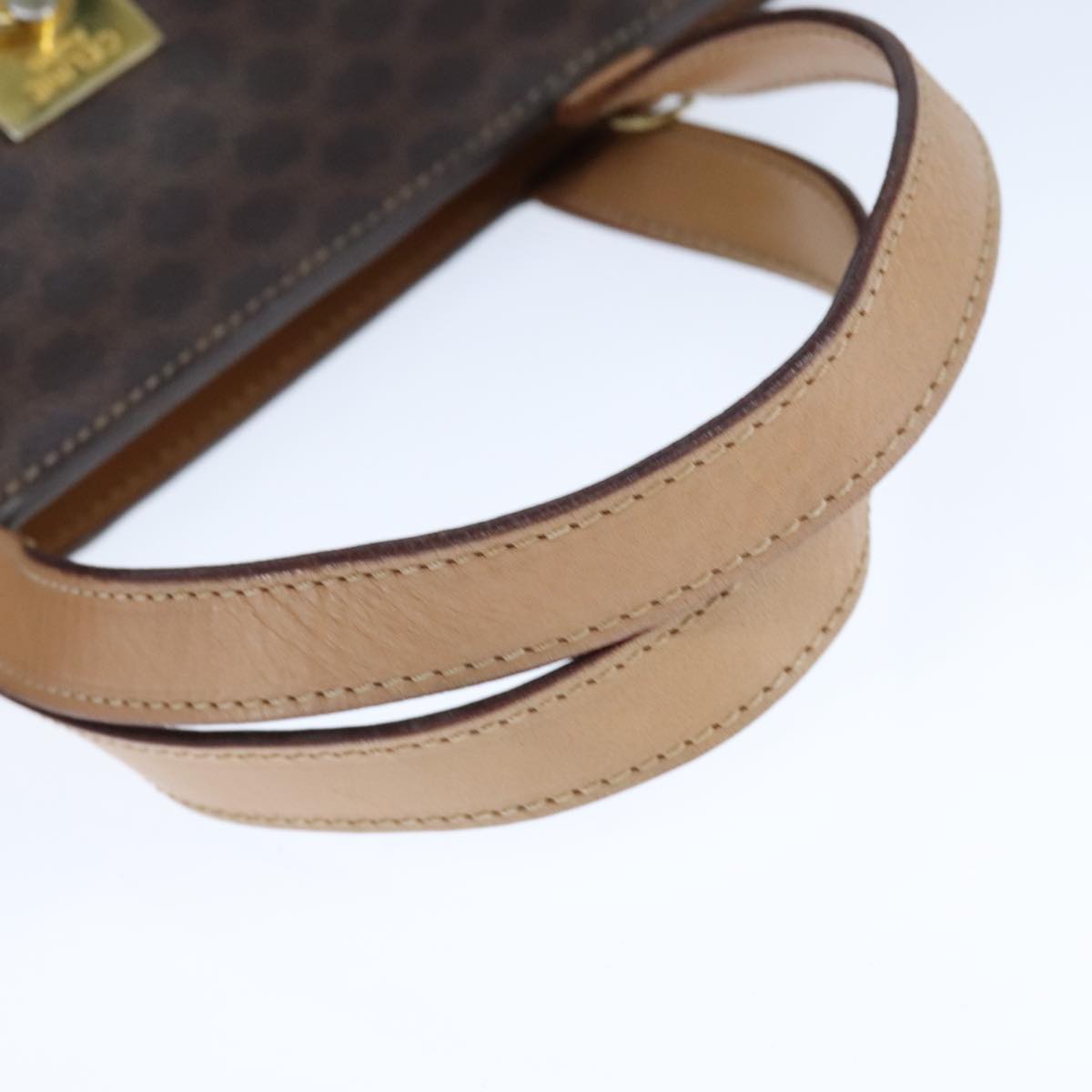 CELINE Macadam Canvas Hand Bag PVC Leather 2way Brown Auth 111490