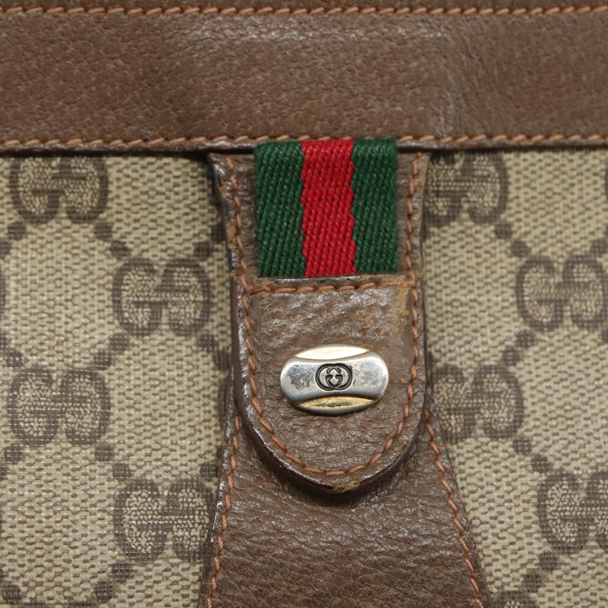 GUCCI GG Supreme Web Sherry Line Clutch Bag PVC Beige Red 89 01 033 Auth 111492
