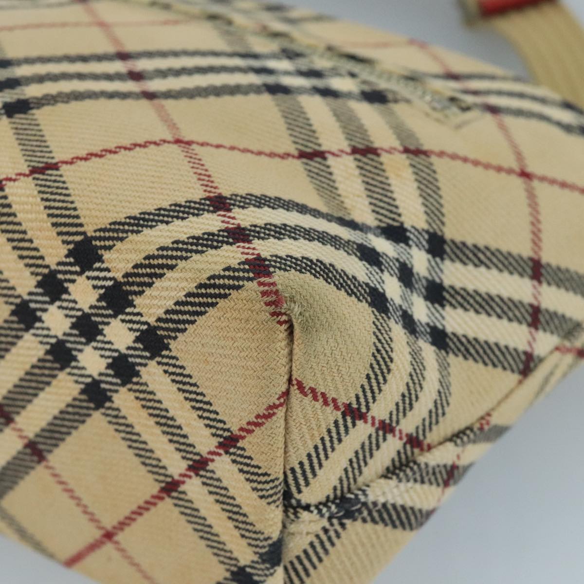 BURBERRY Nova Check Blue Label Shoulder Bag Canvas Beige Auth 111495