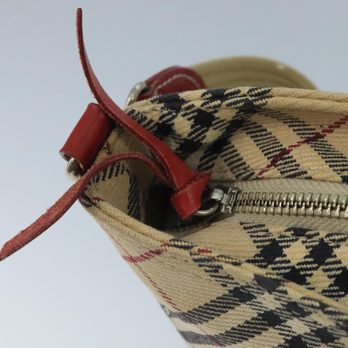 BURBERRY Nova Check Blue Label Shoulder Bag Canvas Beige Auth 111495