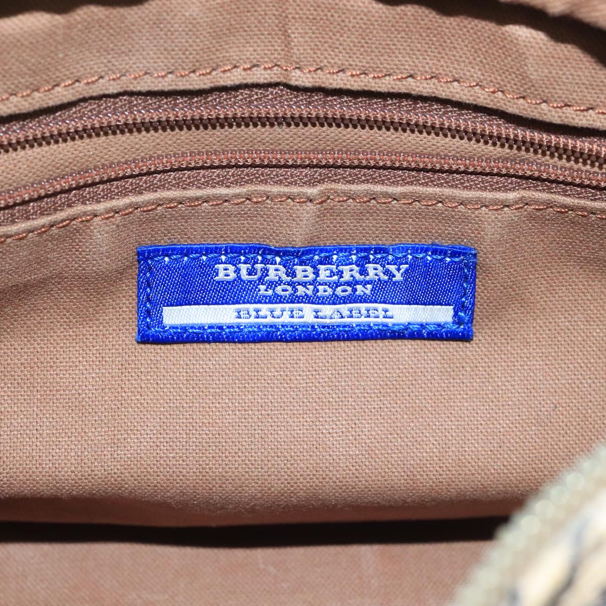 BURBERRY Nova Check Blue Label Shoulder Bag Canvas Beige Auth 111495