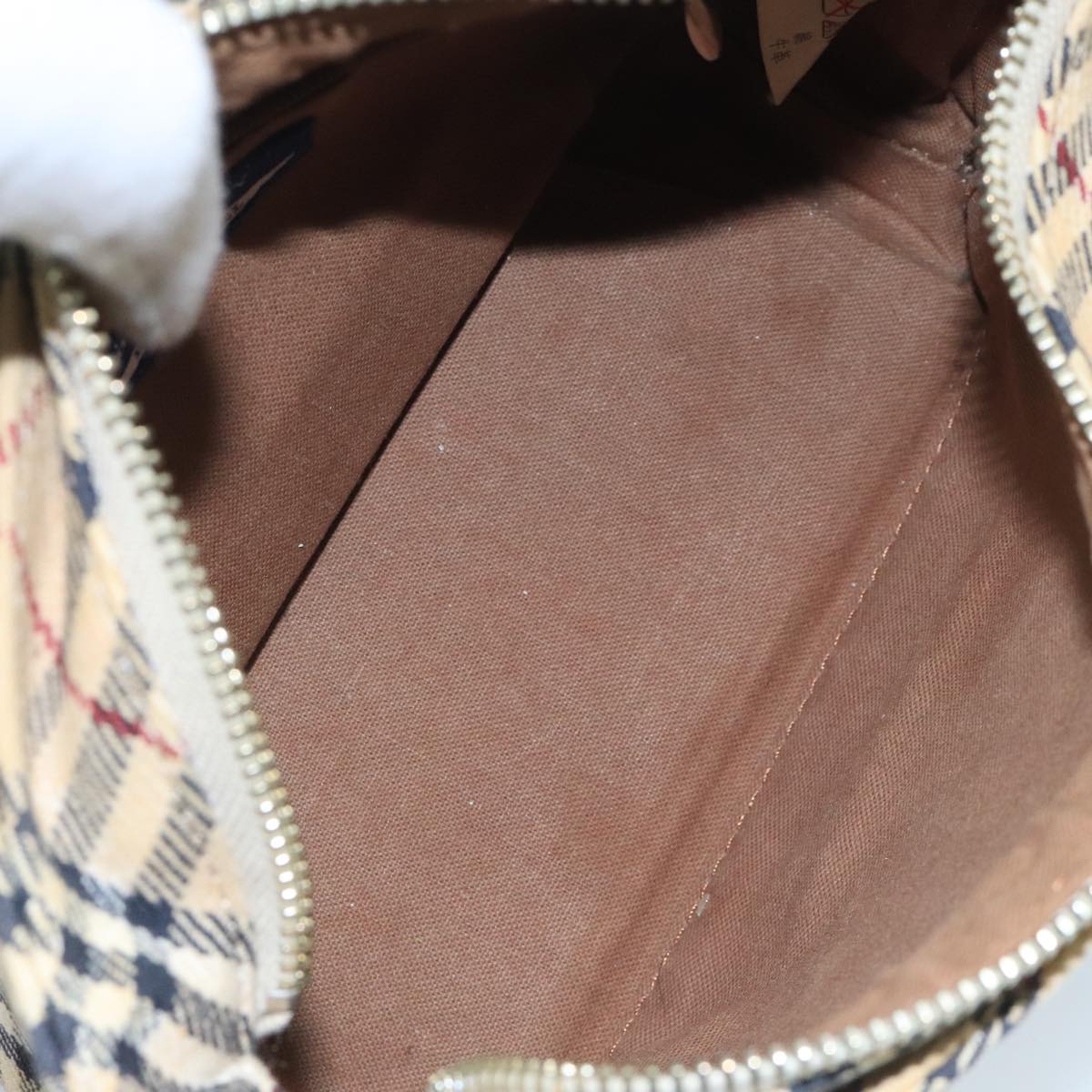 BURBERRY Nova Check Blue Label Shoulder Bag Canvas Beige Auth 111495