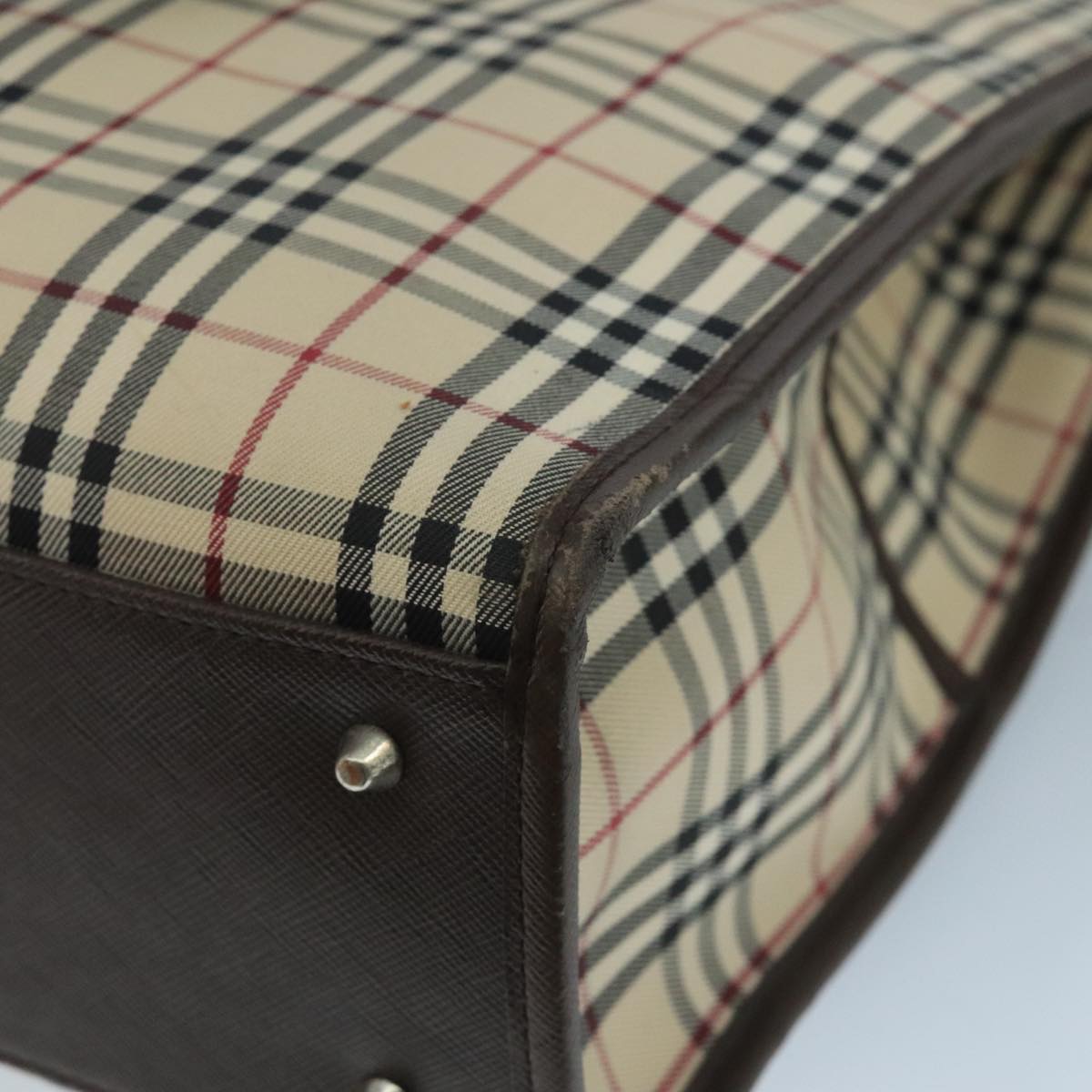 BURBERRY Nova Check Tote Bag Canvas Beige Auth 111496