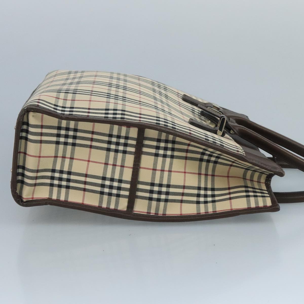 BURBERRY Nova Check Tote Bag Canvas Beige Auth 111496