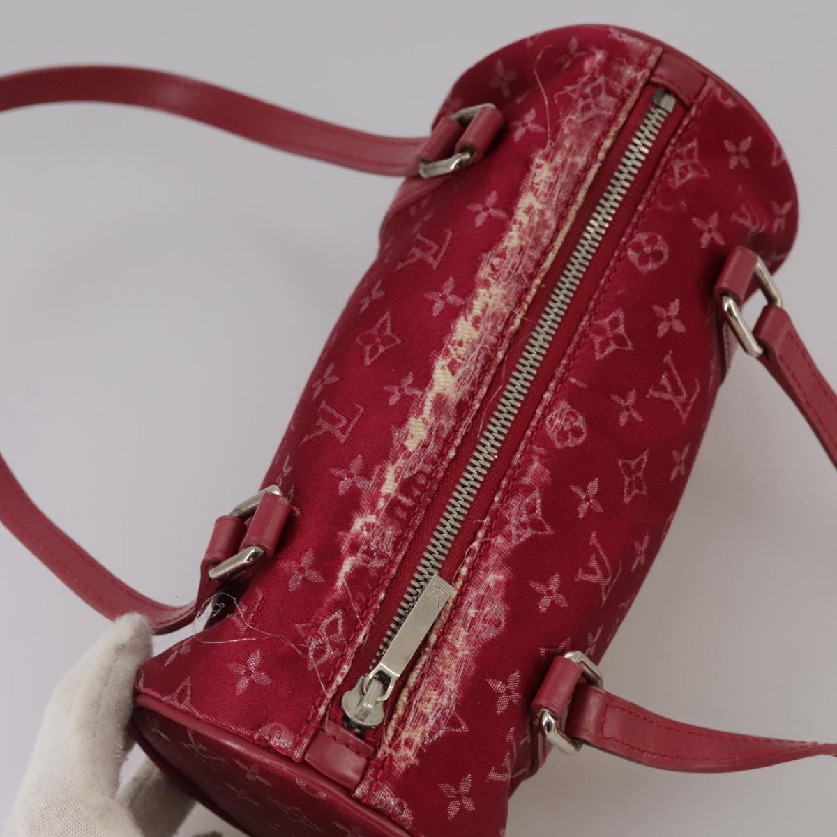 LOUIS VUITTON Monogram Satin Little papillon Hand Bag Pink M92353 LV Auth 111500