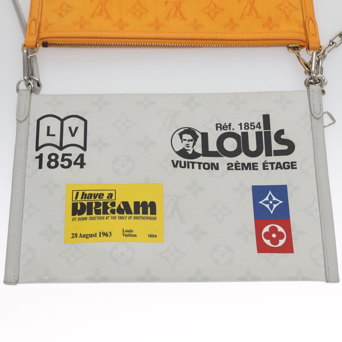 LOUIS VUITTON Monogram White Flat Mensenger Shoulder Bag Bron M44640 Auth 111516