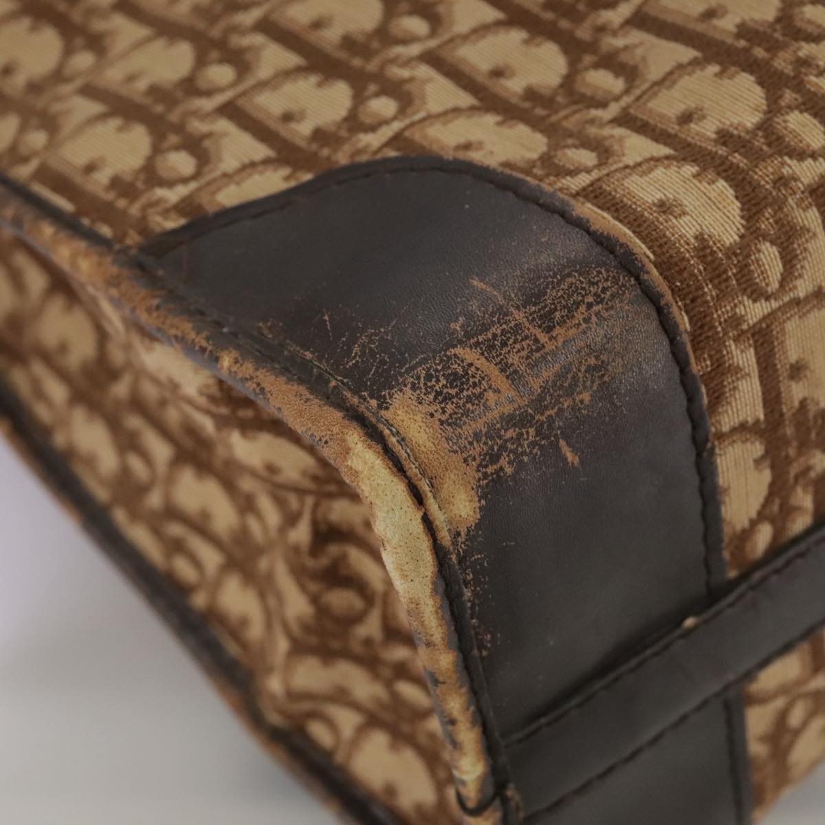 Christian Dior Trotter Canvas Hand Bag Brown Auth 111521