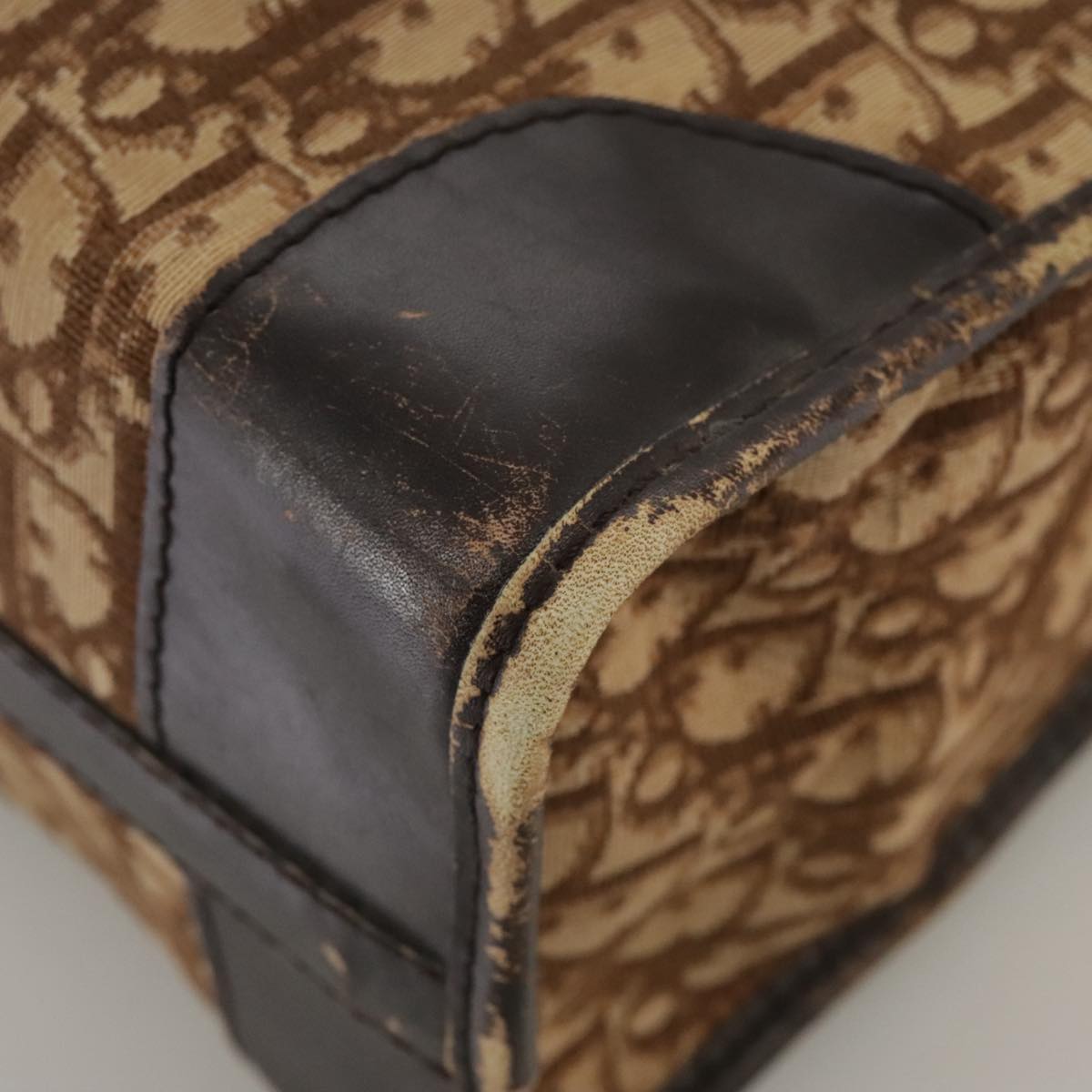 Christian Dior Trotter Canvas Hand Bag Brown Auth 111521