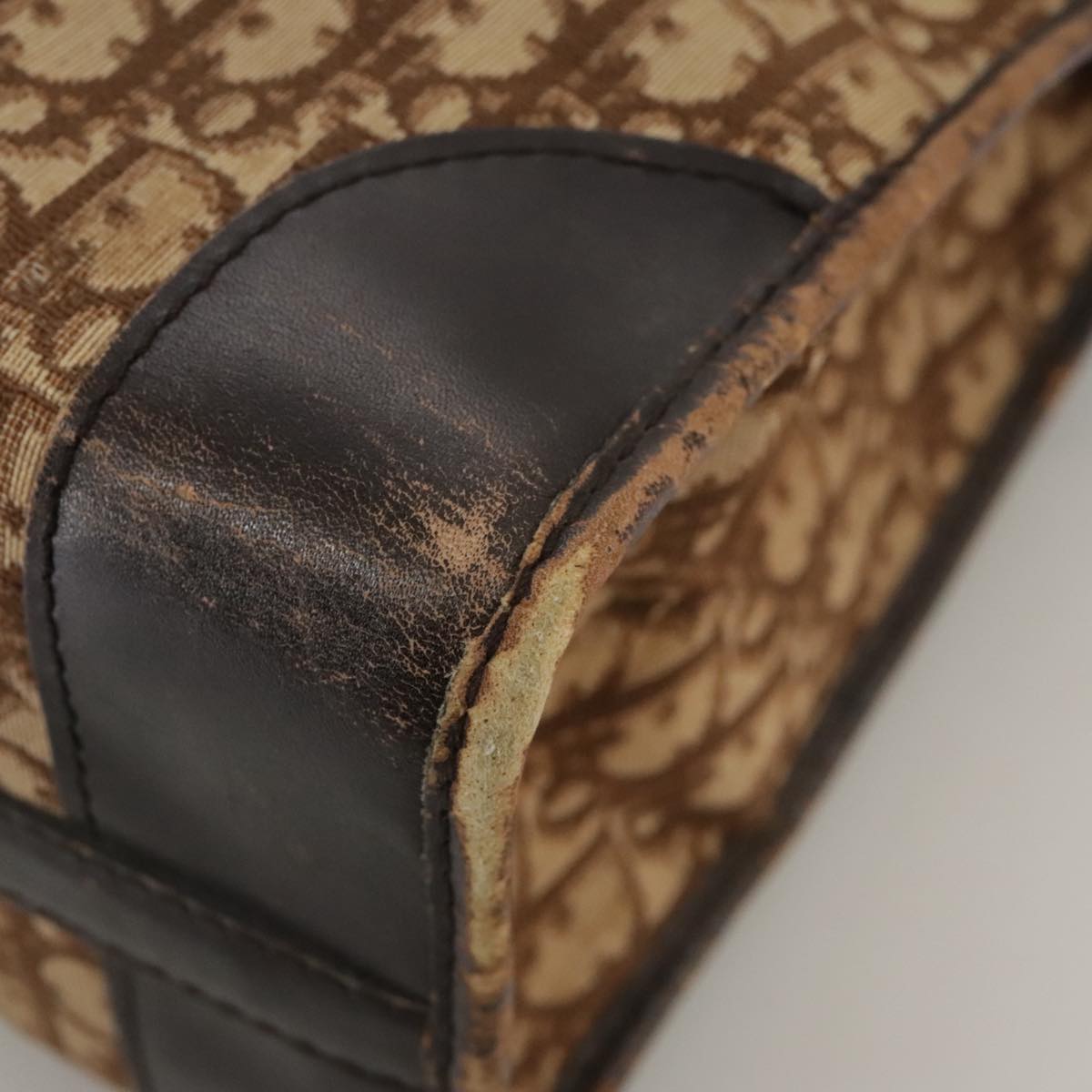 Christian Dior Trotter Canvas Hand Bag Brown Auth 111521