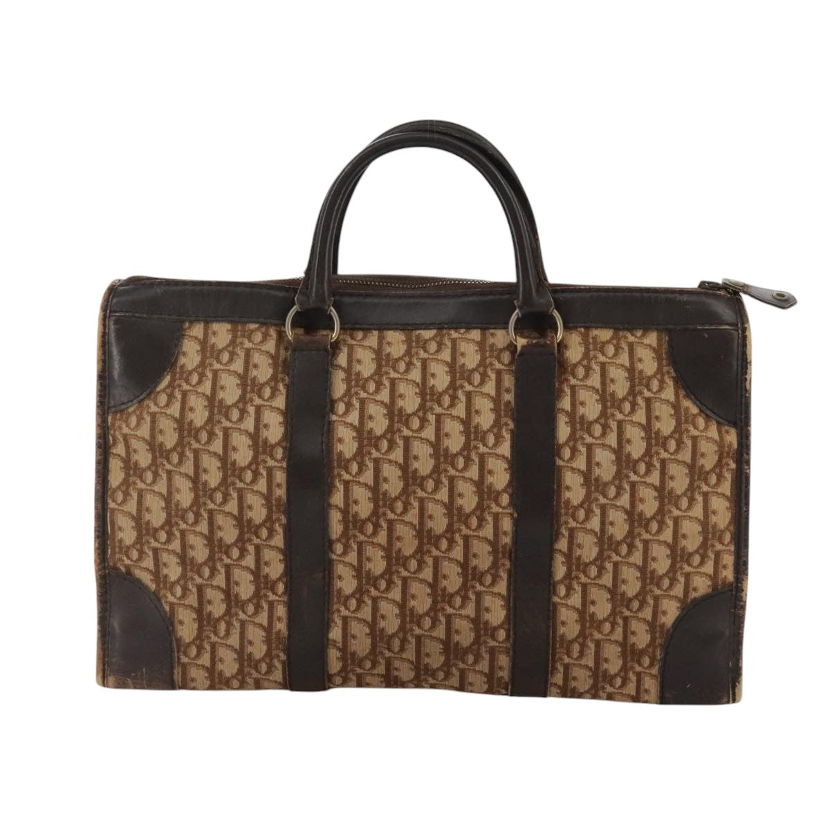 Christian Dior Trotter Canvas Hand Bag Brown Auth 111521